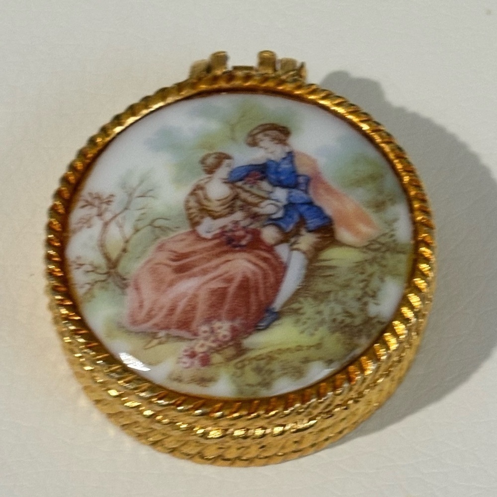 Vintage painted Victorian style pill container